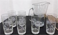 Peaody Coal Co 100th Anniversary Pitcher & Glasses