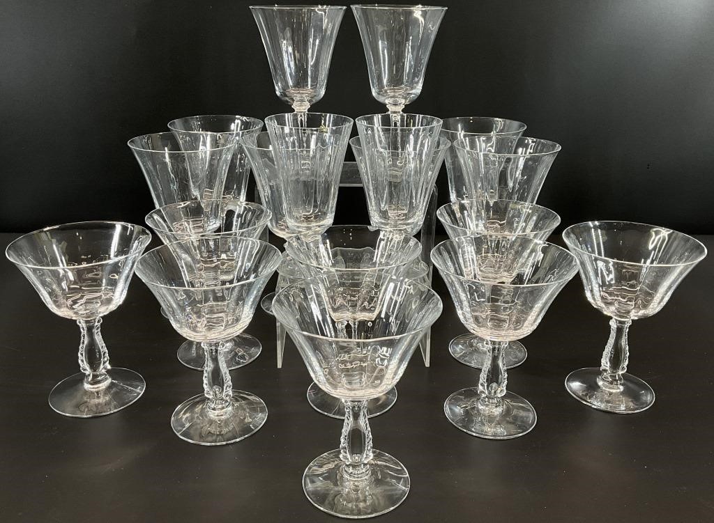 18pc Fostoria Silver Flutes Glass Set