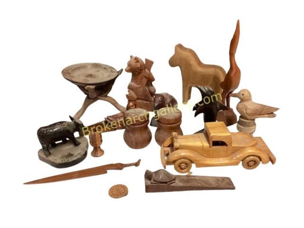 Group Wooden Carved Items