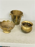 3 vintage brass planters