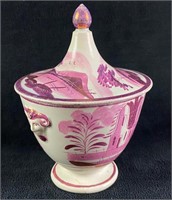 Antique Pink Lustreware Sugar Bowl