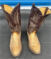 SNAKE SKIN AND LEATHER BOOTS ( size 11 1/2)