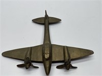 Vintage Brass Airplane 6in L x 7.5in W