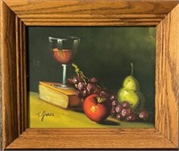NICE T. GRACE SIGNED STILL LIFE OIL PAINTING