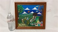 Folk Art Painting on Board Signed Isidro Salvador