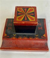PAINT DECORATED WOODEN INKWELL