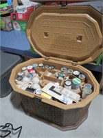 VINTAGE SEWING BOX W/THREAD AND CONTENTS