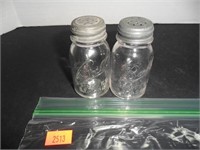1930's Ball Clear Jar Salt and Pepper Shakers