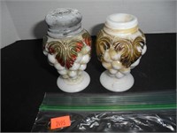 White with Gold & Red Salt and Pepper Shakers