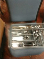 Silverware in tray