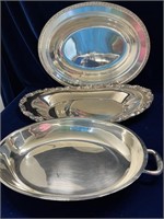 Silver Platted Tray Lot -Looks New Very Large Lot