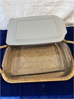 Pamphleted Chef covered dish with rattan tray