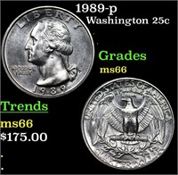 1989-p Washington Quarter 25c Grades GEM+ Unc