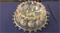Glass Punch Bowl & 12 Cups