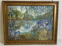 Floral River Scene Landscape Painting