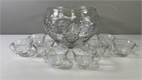 Indiana Glass "Celebration" Punch Bowl & Cups