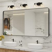 LOAAO 72X36 Black Metal Framed Bathroom Mirror