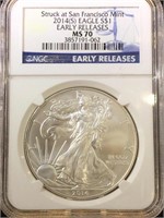2014-S  NGC MS70 Early Release American Silver