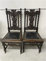 Pair Of Antique Ornately Carved Chairs
