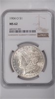 1904-O Morgan Silver $ NGC MS62