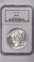 1922 Peace Silver $ NGC MS63