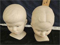 pair ceramic busts