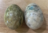 Set of 2 Vintage Alabaster Marbled Eggs