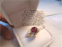 14KT Y/W/GOLD 2.95 CT DIAMOND HALO RED RUBY RING
