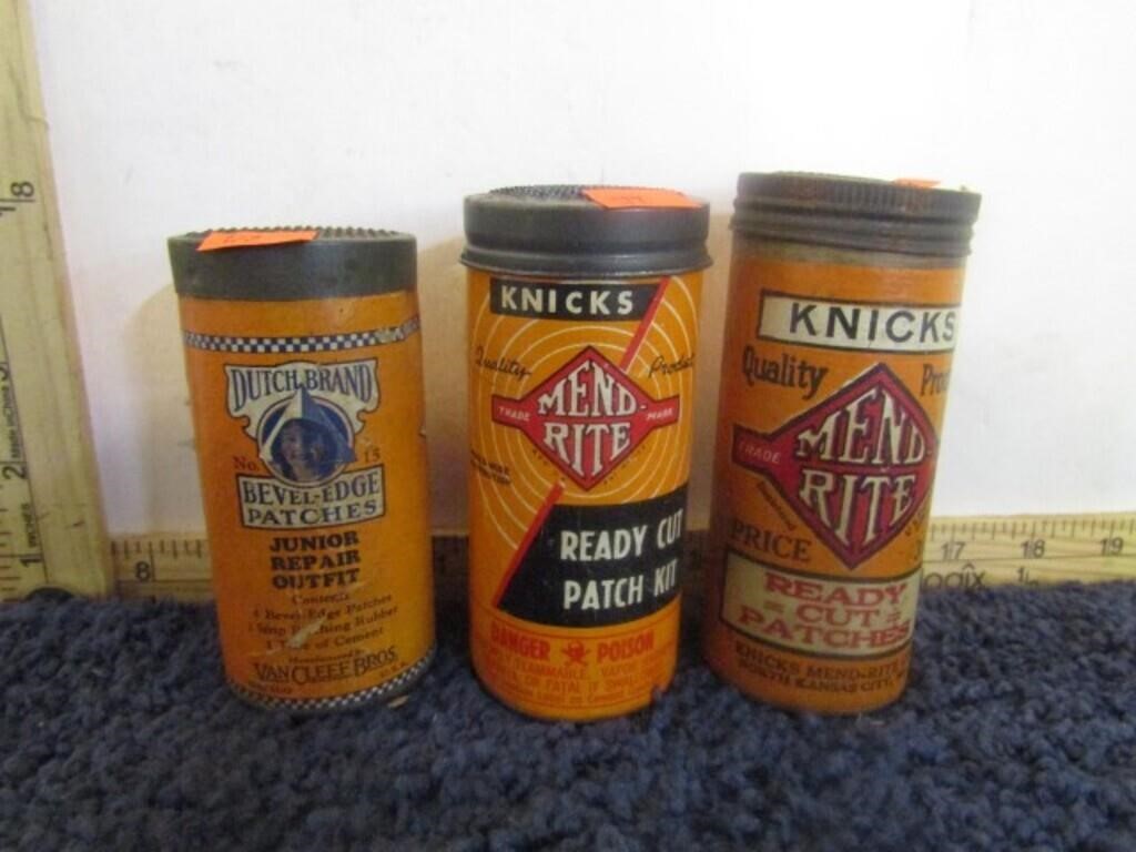 3-- VINTAGE TIRE PATCH CANS