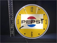 Vintage Pepsi Cola Lighted Clock w/ Damage