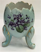 Hand Painted Porcelain Egg Shaped Footed Bowl