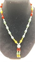 14K Gold 3-colour Jade Bead necklace