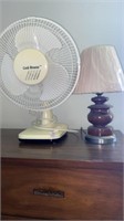 Cool breeze Tabletop fan,  wood base lamp