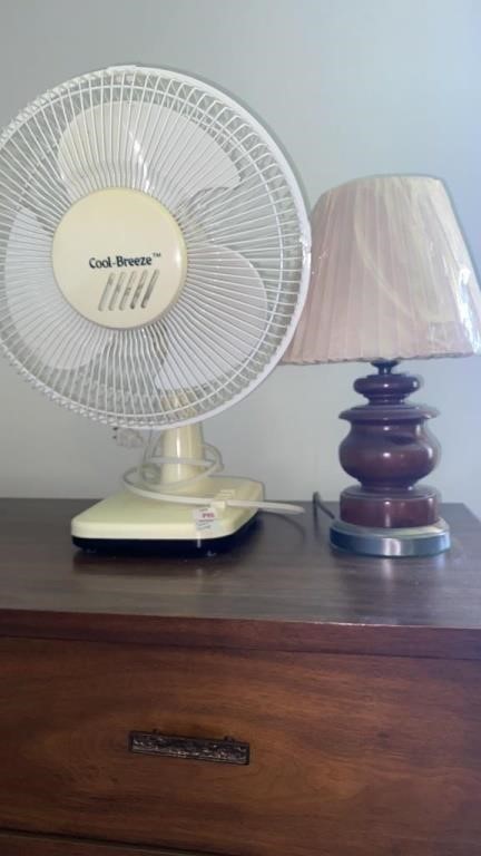 Cool breeze Tabletop fan,  wood base lamp