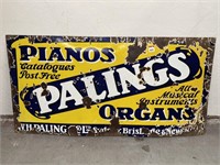 Original PALINGS PIANO & ORGANS Enamel Sign -