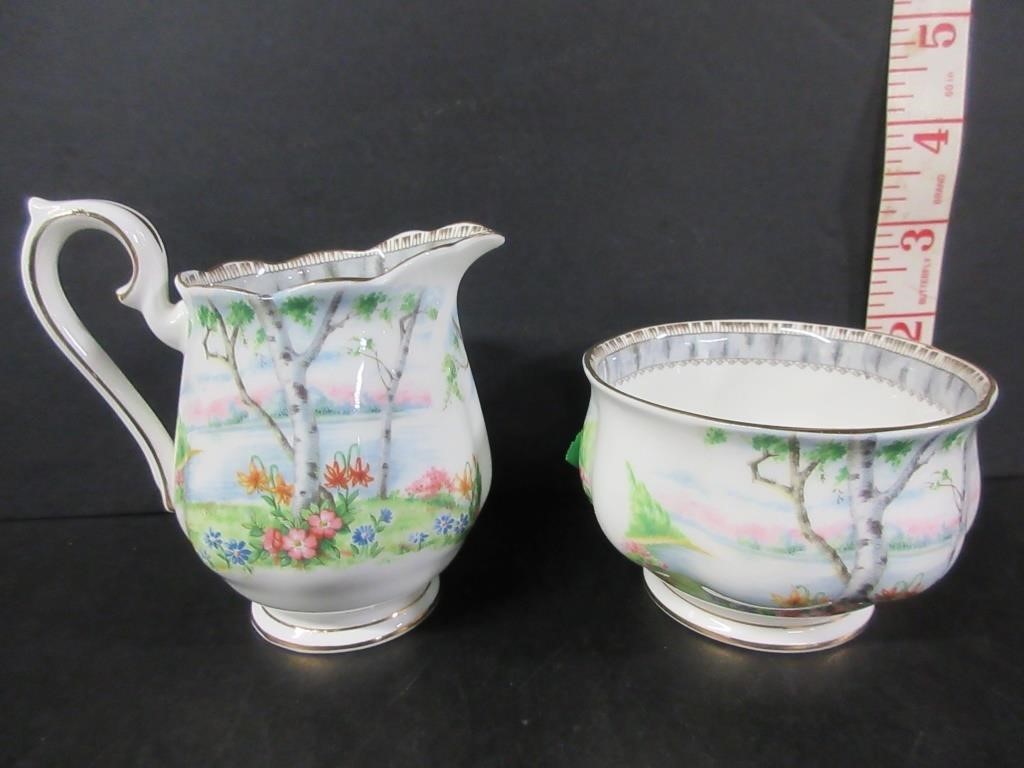 ROYAL ALBERT 'SILVER BIRCH' CREAM & SUGAR