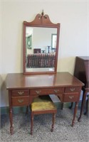 Suter's Desk/Vanity w/Stool + Cherry Mirror