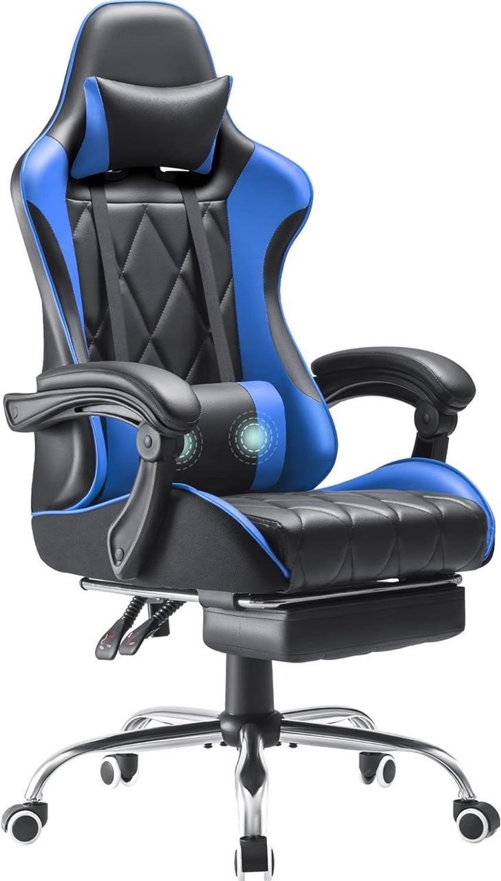 Gaming Chair with Footrest Massage Lumbar Support
