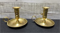 Pair Of Solid Brass Candle Stick Holders 4" Tall