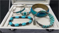 5 Vintage Turquoise Bracelets
