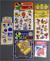 1980's Puffy 3-D Stickers- Disney, Sport, Flags