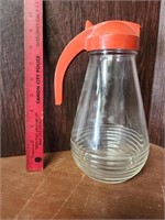 OVERSIZED VINTAGE SYRUP BOTTLE WITH RED LID