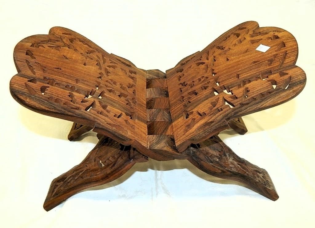 Carved Wood Prayer/Cook Book Stand Holder