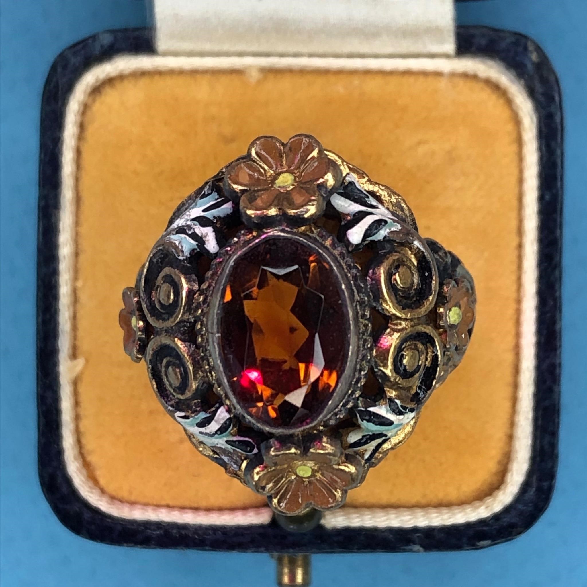 CONTINENTAL GOLD FILLED ENAMEL RING