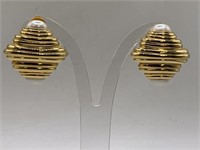 SIGNED ERWIN PEARL CLIP ON EARRINGS