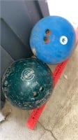 2 Bowling Balls used in Garden as Gazing Balls