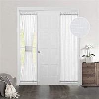 MIULEE 2 Pieces White Semi Sheer Curtains for