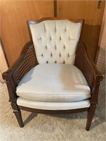 Wood/cane/ upholstered arm chair- seat height-18”