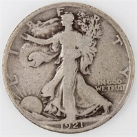 Coin 1921-D  Walking Liberty Half Dollar VG