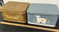 Mid-Century Tin Bread Bins See Photos for Details